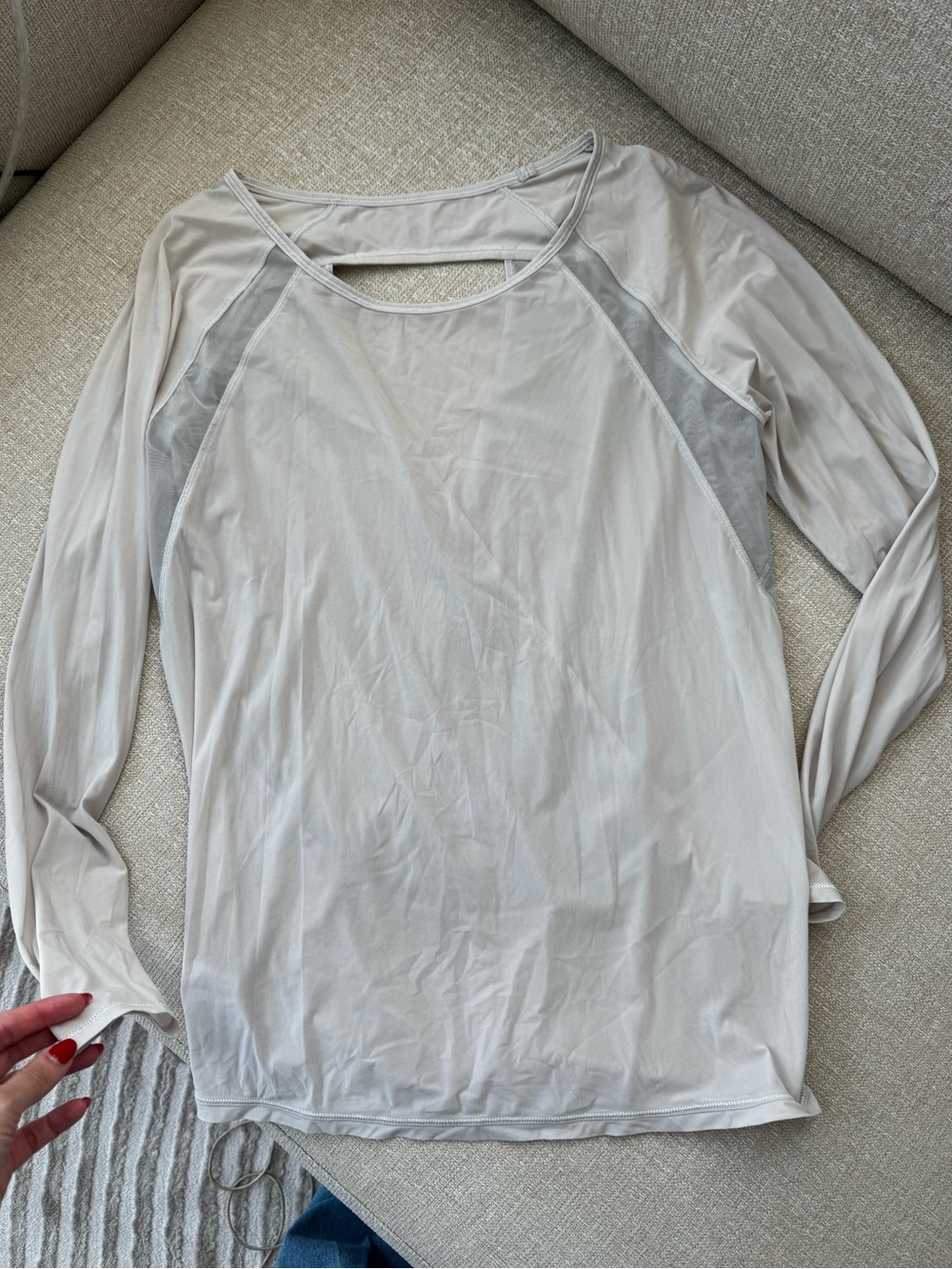 Women Lululemon lite gray mess/sheer long sleeve top